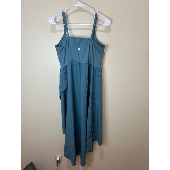 Halara NWT Sz L Breezeful Flowy Midi Dress Blue High Low Strappy - Picture 2 of 5